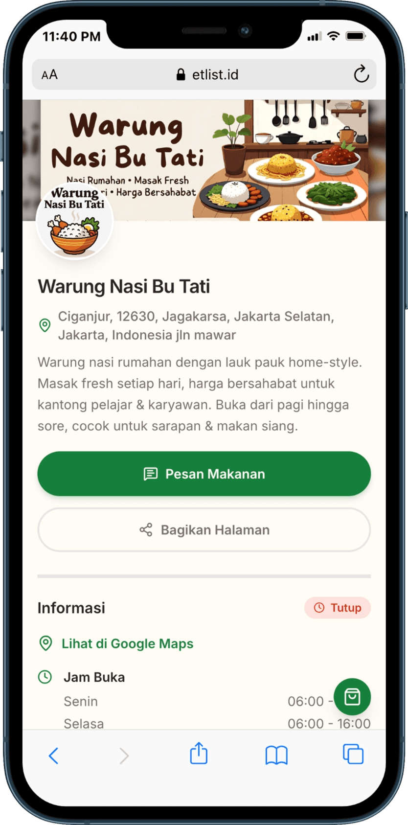 Tampilan Etlist 1