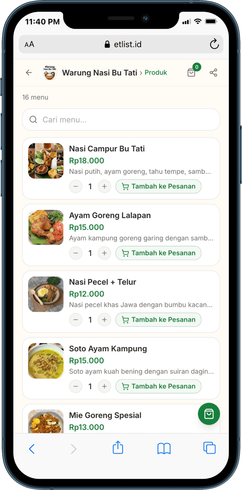 Tampilan Etlist 3